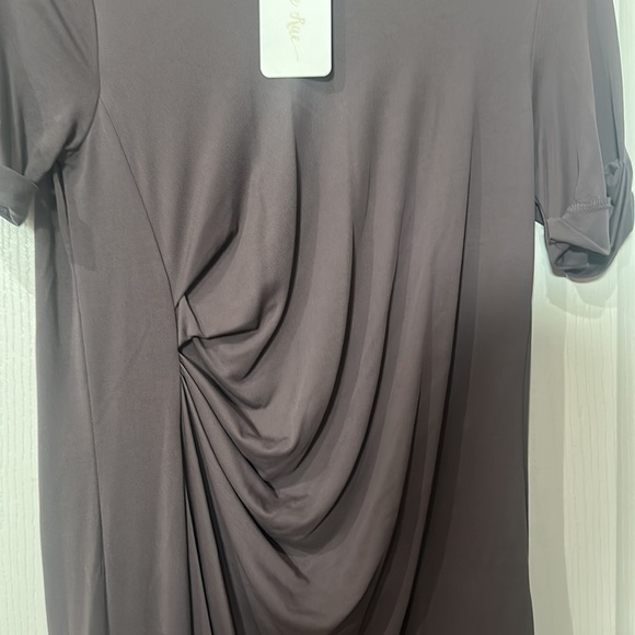 Mod Ref Sz S short sleeve, side Hilow slit side hem maxi lilac/gray NWT - Picture 2 of 6